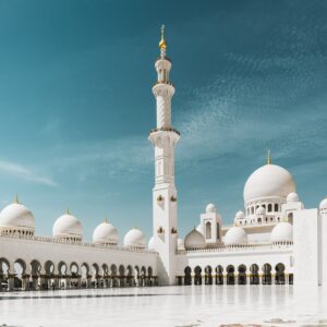 a large white building with Sheikh Zayed Mosque