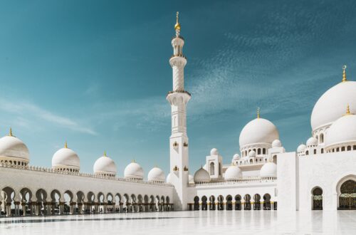 a large white building with Sheikh Zayed Mosque